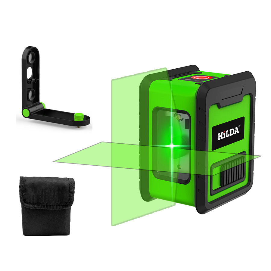 HILDA 2-Lines Cross Green Light Laser Level Meter Horizontal and Vertical Laser Self-Leveling Tool (with Wall Bracket and Storage Bag) HILDA 2-Lines Cross Green Light Laser Level Meter Horizontal and Vertical Laser Self-Leveling Tool (with Wall Bracket and Storage Bag)